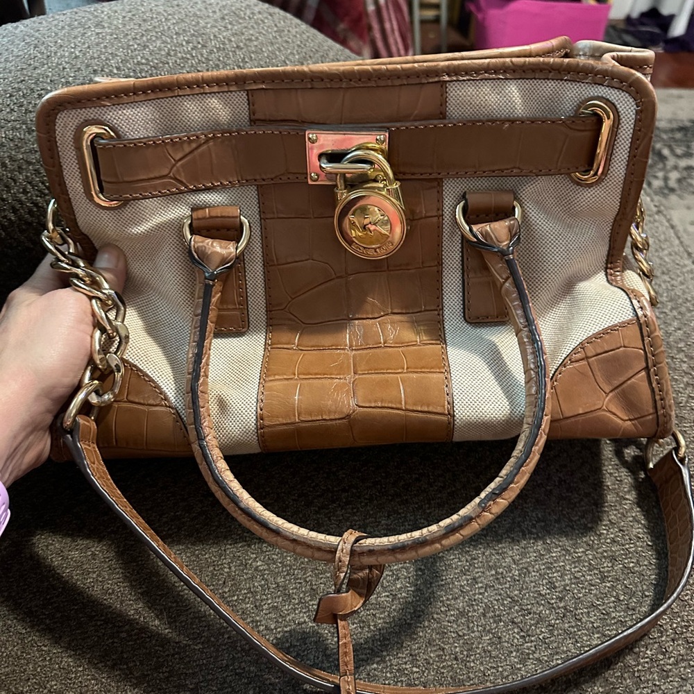 Micheal Kora Hamilton walnut brown, croc leather, purse